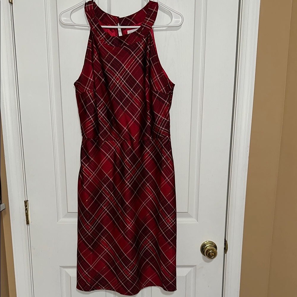 Elegant Red Plaid Women's Dress